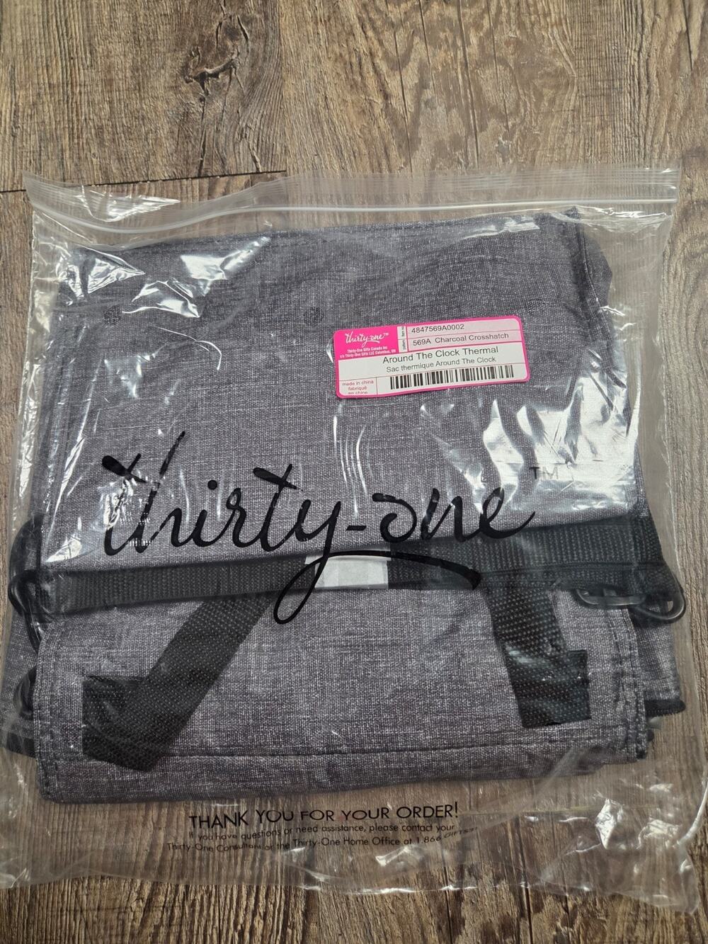 Thirty One 31 Around The Clock Thermal - Charcoal Crosshatch Gray - NEW IN BAG